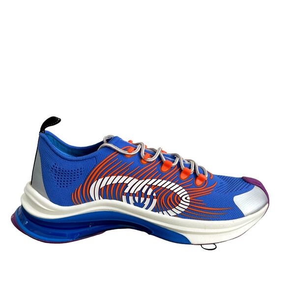 GUCCI Men's Run Sneaker Low Top Blue White Orange 680893 Size 11 US 11.5 NEW - Picture 1 of 13